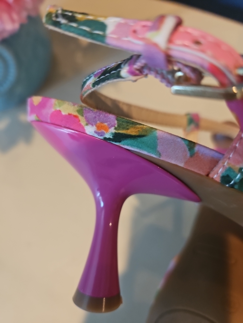 Nine West Pink Floral Slingback Pointed-Toe Kitte Heel New No Box - Picture 6 of 7